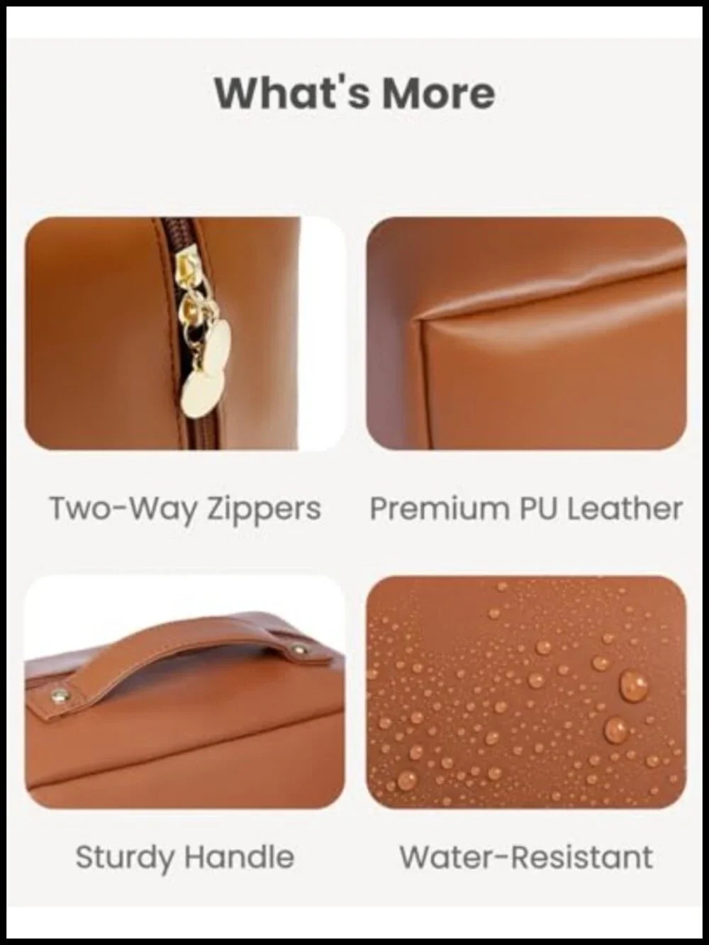 Large 180° Flat Open Travel Makeup Bag with Compartments Waterproof PU Leather